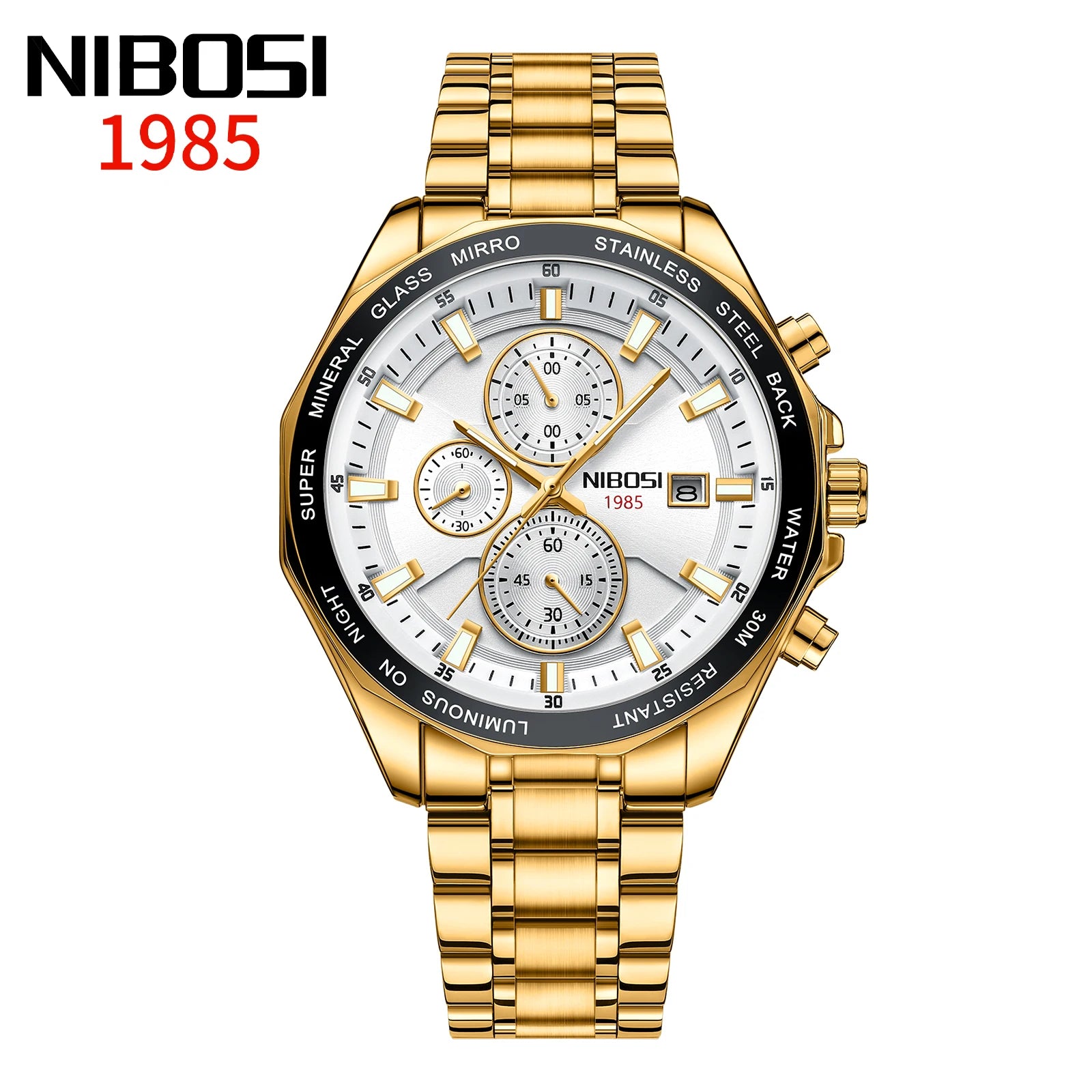 46mm NIBOSI Quartz Chronograph Sports Watch - Grandeur Prestige