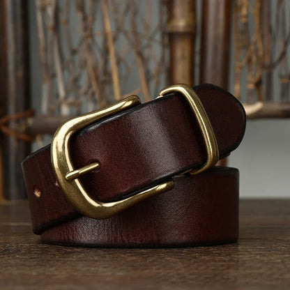 38mm Pure Cowhide Brass Buckle Belt - Grandeur Prestige