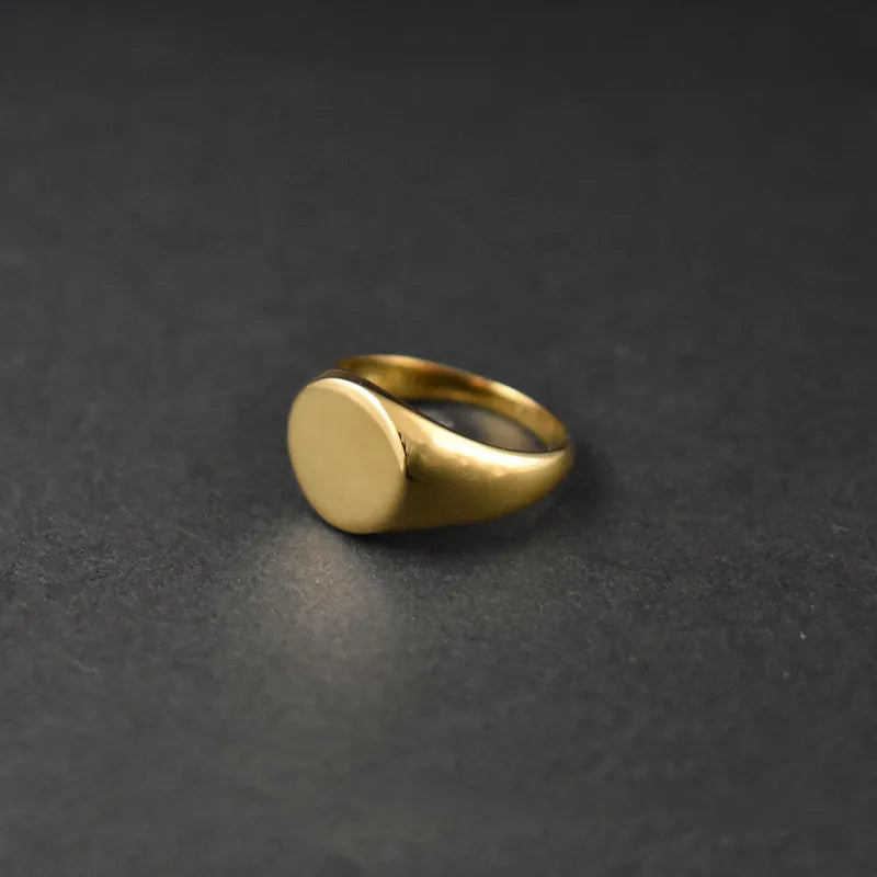 Gold Plated Oval Blank Signet Ring - Grandeur Prestige