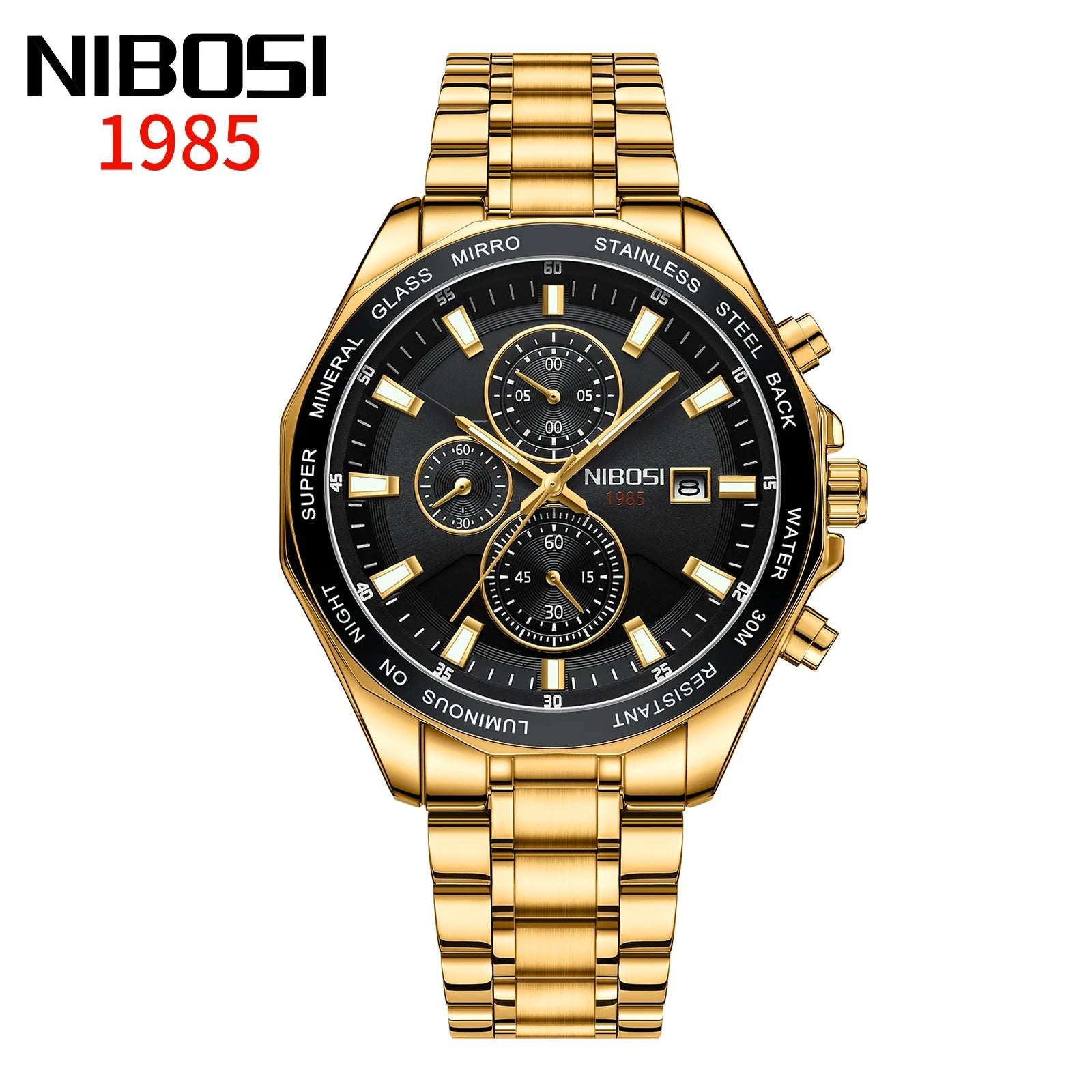 46mm NIBOSI Quartz Chronograph Sports Watch - Grandeur Prestige