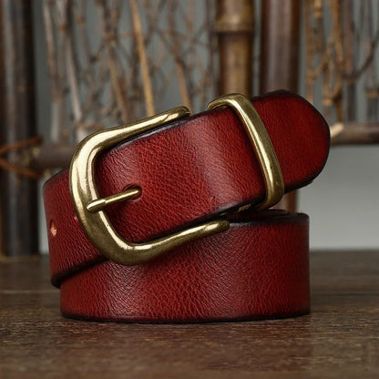 38mm Pure Cowhide Brass Buckle Belt - Grandeur Prestige