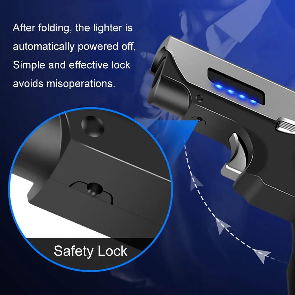 Rechargeable Metal Gas Electric Dual Use Folding Gun Lighter - Grandeur Prestige