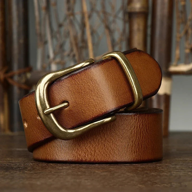 38mm Pure Cowhide Brass Buckle Belt - Grandeur Prestige