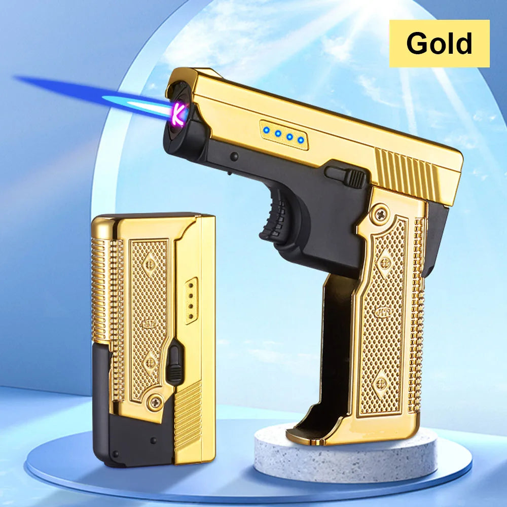 Rechargeable Metal Gas Electric Dual Use Folding Gun Lighter - Grandeur Prestige