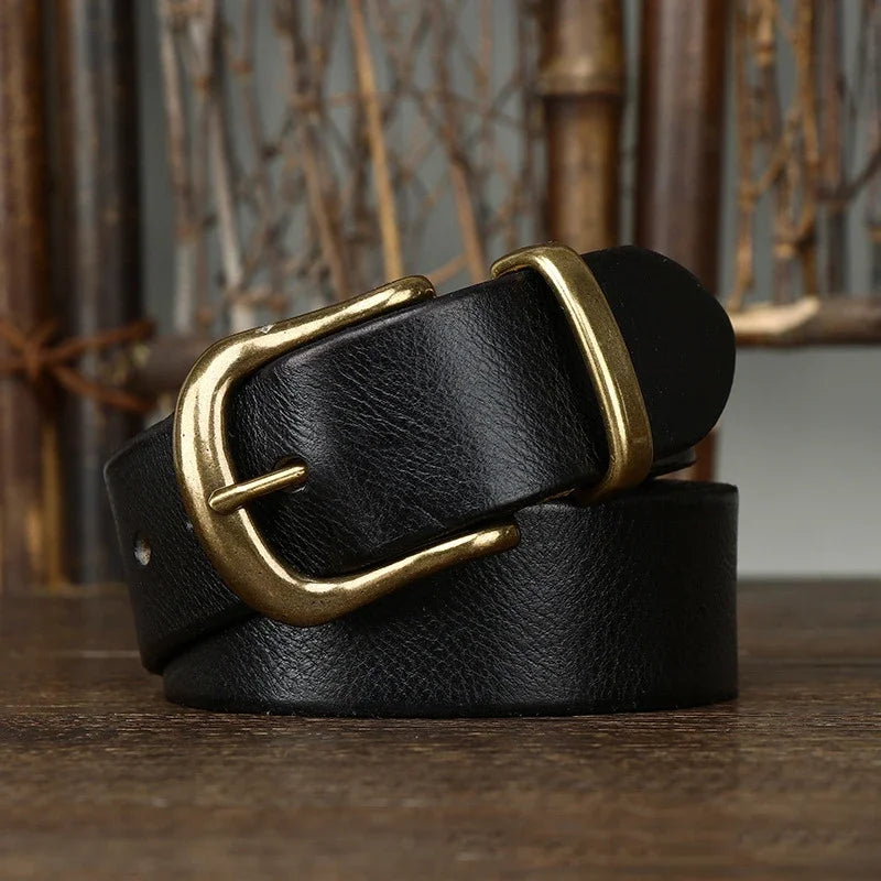 38mm Pure Cowhide Brass Buckle Belt - Grandeur Prestige