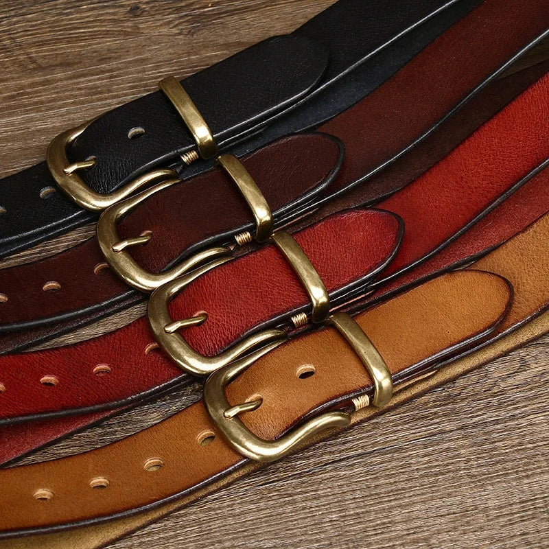 38mm Pure Cowhide Brass Buckle Belt - Grandeur Prestige