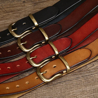 38mm Pure Cowhide Brass Buckle Belt - Grandeur Prestige