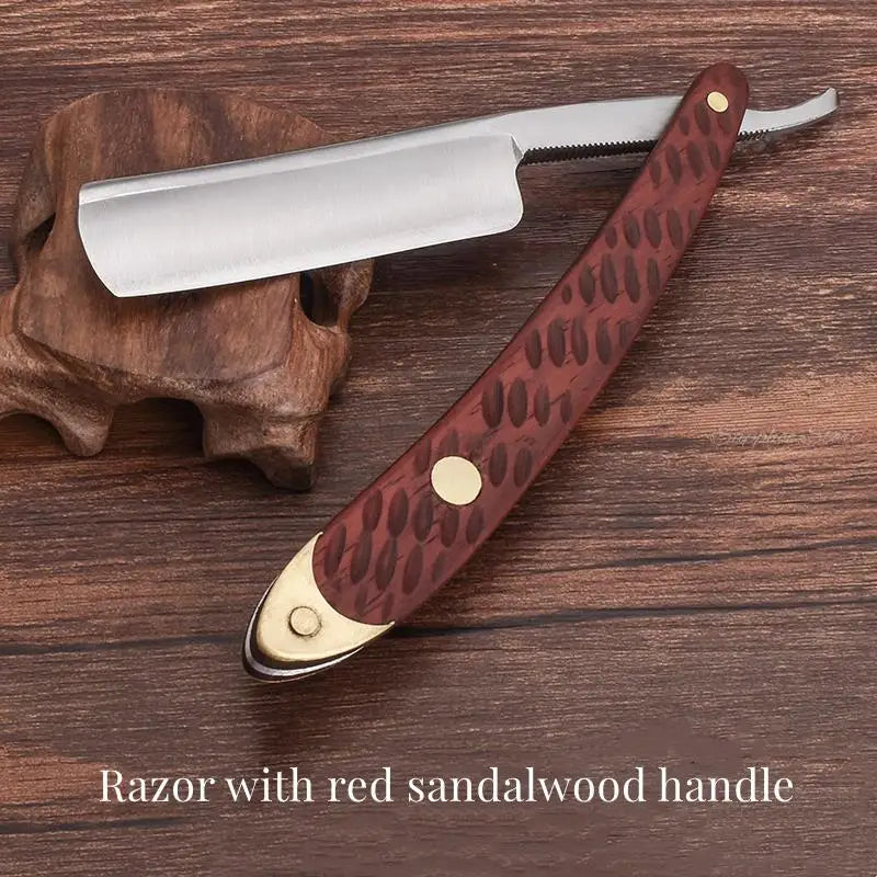 Japan S45C Carbon Steel Cut throat Razor Sandalwood Horn Handle - Grandeur Prestige