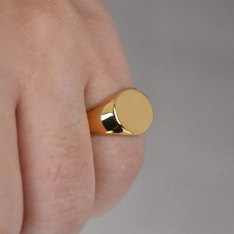 Gold Plated Oval Blank Signet Ring - Grandeur Prestige