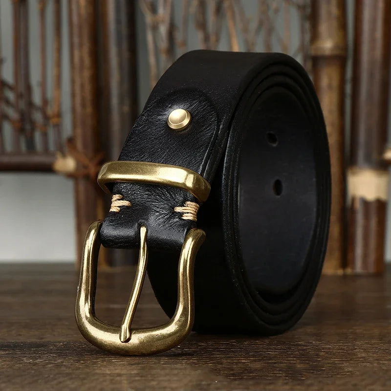 38mm Pure Cowhide Brass Buckle Belt - Grandeur Prestige